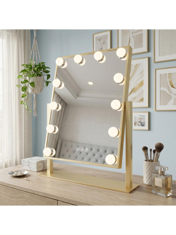 Oglinda LED Hollywood Rea L.Auriu 30x40 rama aurie iluminare 12W 475x300mm [1]