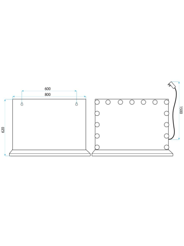 Oglindă LED HOLLYWOOD L 80x60 auriu [8]