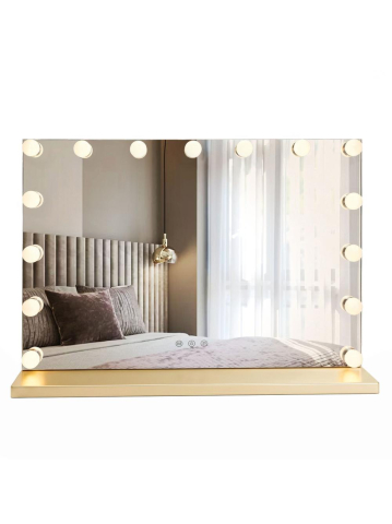Oglindă LED HOLLYWOOD L 80x60 auriu [9]