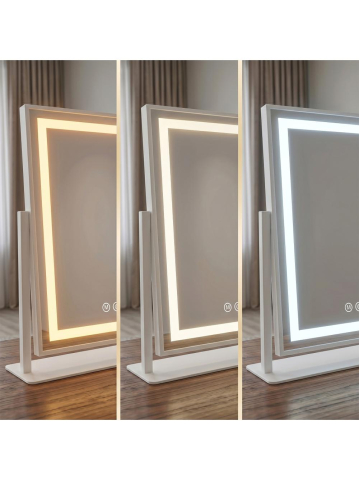 Oglinda LED stativa Rea Lumi rama alba 30x40cm iluminare LED anti-aburire [3]