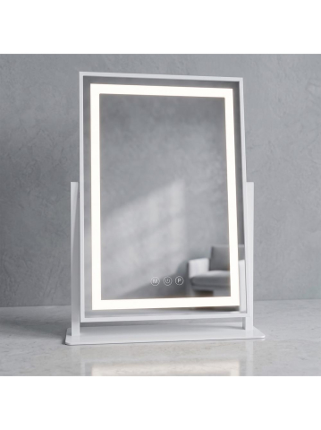 Oglinda LED stativa Rea Lumi rama alba 30x40cm iluminare LED anti-aburire [4]