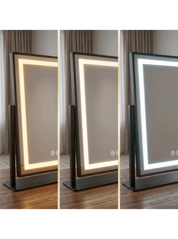 Oglinda LED Rea Lumi negru 30x40cm rama metalica iluminare LED anti-aburire [3]