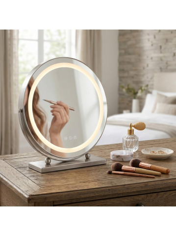 Oglinda LED Make-Up Rea crom 40 cm rotunda cu iluminare 12W [3]