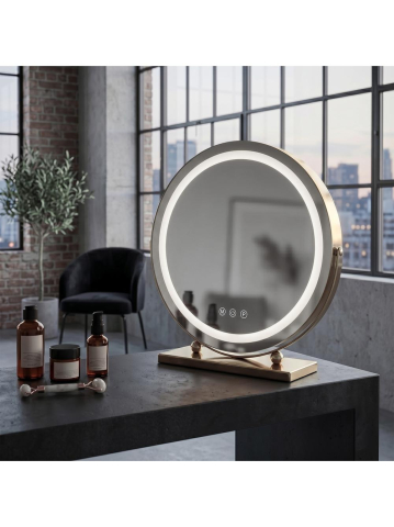 Oglinda LED Make-Up Rea L.Gold rama aurie rotunda 40 cm [3]