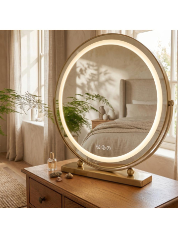 Oglinda LED cosmetica Rea Make-Up L.Auriu 50 cm rama aurie iluminare 12W [7]