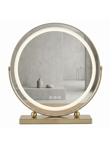 Oglinzi cu iluminare - Oglinda LED cosmetica Rea Make-Up L.Auriu 50 cm rama aurie iluminare 12W