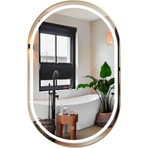 Mobilier Baie - Oglindă LED OLL 60x90 cm auriu periat