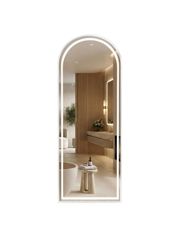Oglinzi cu iluminare - Oglinda LED Rea Orbit alba 50x160cm rama plastic iluminare 12W montaj perete podea