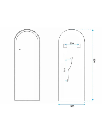 Oglinda LED Rea Orbit alba 50x160cm rama plastic iluminare 12W montaj perete podea [10]