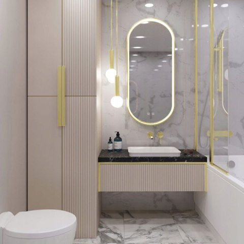 Oglindă LED OVL 50x100cm auriu [9]