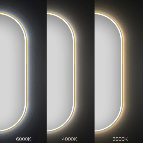 Oglindă LED OVL 50x100cm auriu periat [4]