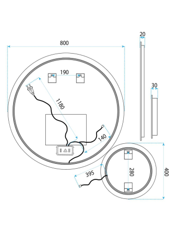 Oglindă LED R-8040 80cm + 40cm [10]