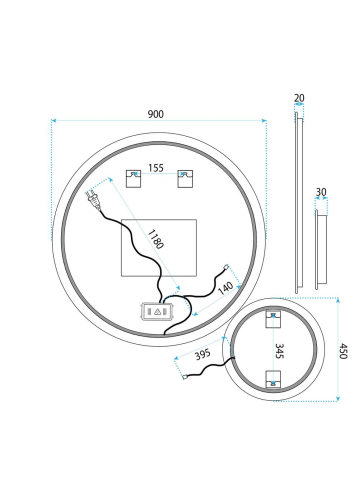 Oglindă LED R-9045 90cm + 45cm [11]