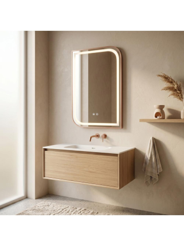 Oglinda LED Rea ZONE 70x50 cm rama metalica auriu periat rose gold anti-aburire dimmer [6]