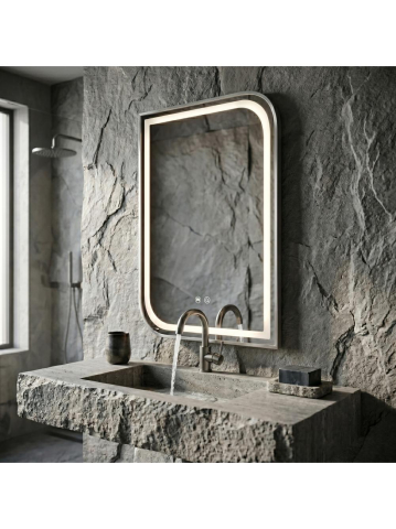 Oglinda LED Rea Zone 70x50 cm nickel periat rama metalica anti-aburire [3]