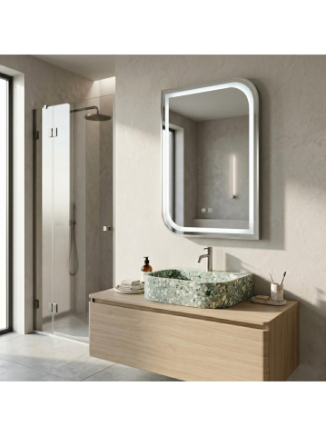 Oglinda LED Rea Zone 70x50 cm nickel periat rama metalica anti-aburire [10]