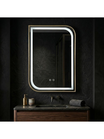 Oglinda LED Rea Zone 80x60 cm auriu periat rama metal anti-aburire [3]