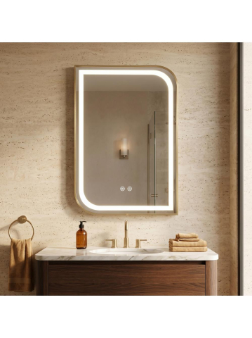 Oglinda LED Rea Zone 80x60 cm auriu periat rama metal anti-aburire [2]