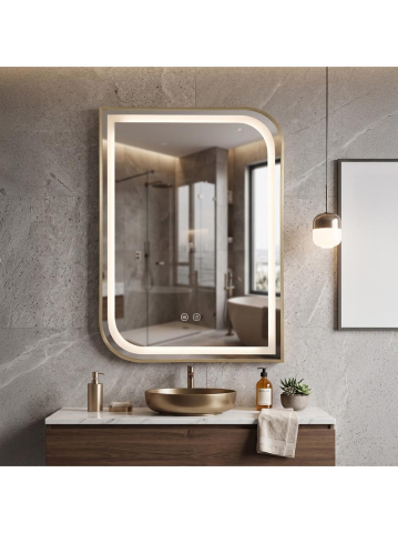 Oglinda LED Rea Zone 80x60 cm auriu periat rama metal anti-aburire [6]