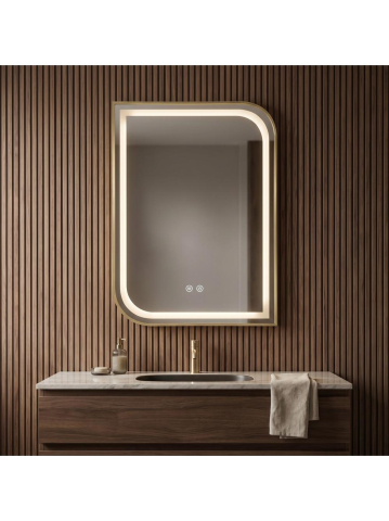 Oglinda LED Rea Zone 80x60 cm auriu periat rama metal anti-aburire [4]