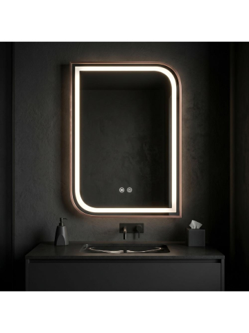 Oglinda LED Rea ZONE 80x60 cm auriu periat rose gold rama metal anti-aburire [5]