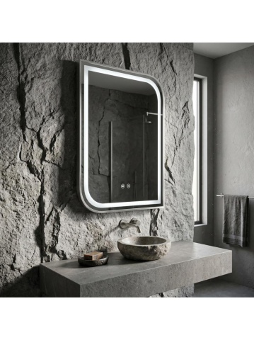 Oglinda LED Rea Zone 80x60 cm nickel periat rama metalica anti-aburire dimer [4]