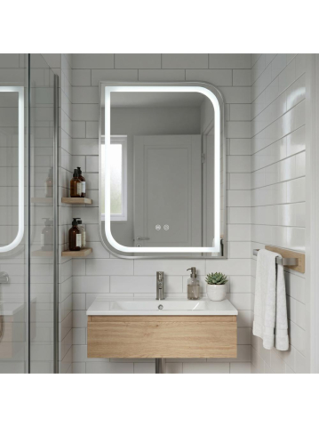 Oglinda LED Rea Zone 80x60 cm nickel periat rama metalica anti-aburire dimer [8]
