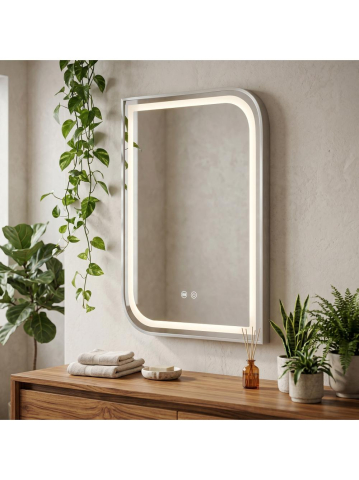 Oglinda LED Rea Zone 80x60 cm nickel periat rama metalica anti-aburire dimer [2]
