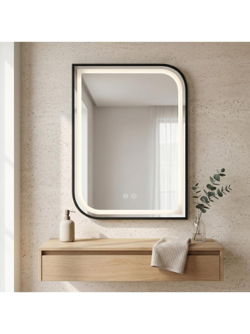 Oglinda LED Rea Zone 80x60 cm rama metalica neagra anti-aburire [1]