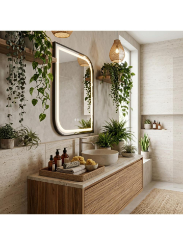 Oglinda LED Rea Zone 80x60 cm rama metalica neagra anti-aburire [5]