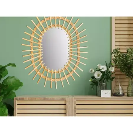 Oglinda ovala Rea Boho QDJ5749 rama lemn 49 cm [5]