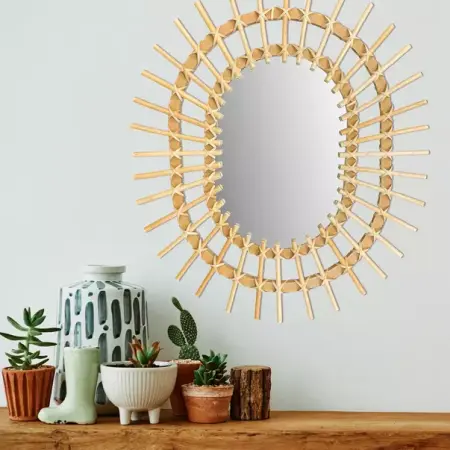 Oglinda ovala Rea Boho QDJ5749 rama lemn 49 cm [4]