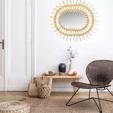 Oglinda ovala Rea Boho QDJ5749 rama lemn 49 cm [2]