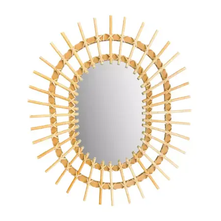Mobilier Baie - Oglinda ovala Rea Boho QDJ5749 rama lemn 49 cm