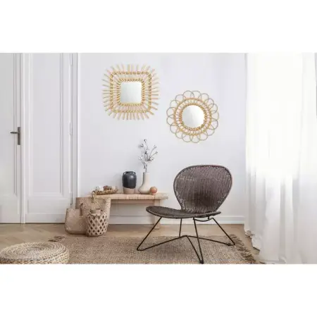 Oglinda patrata Rea Boho QDJ071 rama lemn 45 cm [5]