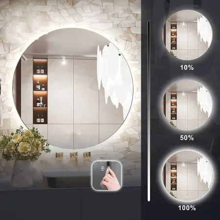Oglinda rotunda LED HZJ080 Crom 80cm, Rea [3]