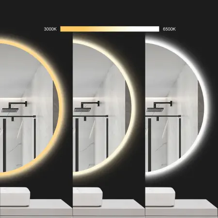 Oglinda rotunda LED HZJ090 Crom 90cm, Rea [5]