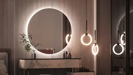 Oglinda rotunda LED HZJ090 Crom 90cm, Rea [6]