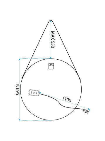 Oglindă Rotundă LED Suspendată pe Curea 70 cm 104 [11]