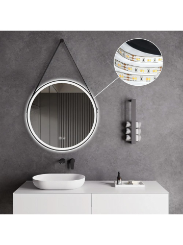 Oglindă Rotundă LED Suspendată pe Curea 70 cm 104 [2]