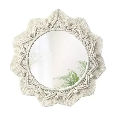 Oglinzi cu iluminare - Oglinda rotunda Rea Boho 322047 bej 50 cm
