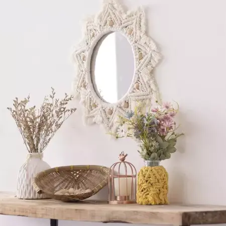 Oglinda rotunda Rea Boho 322047 bej 50 cm [1]