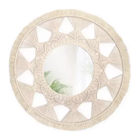 Oglinzi cu iluminare - Oglinda rotunda Rea Boho 322050 bej 65 cm