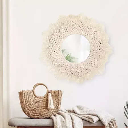 Oglinzi cu iluminare - Oglinda rotunda Rea Boho 322051 bej 60 cm