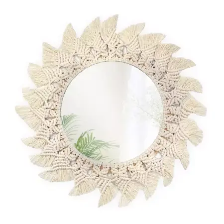 Mobilier Baie - Oglinda rotunda Rea Boho 322086 bej 50 cm