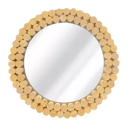 Oglinzi cu iluminare - Oglinda rotunda Rea Boho KLNA-MR01 rama lemn 36 cm