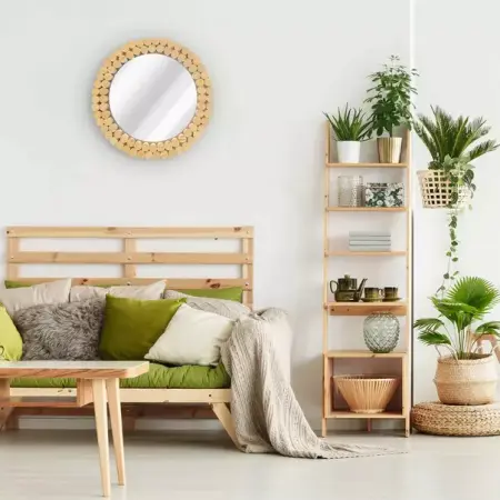Oglinda rotunda Rea Boho KLNA-MR01 rama lemn 36 cm [1]