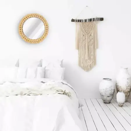 Oglinda rotunda Rea Boho KLNA-MR01 rama lemn 36 cm [4]