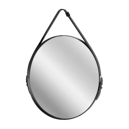 Oglinzi cu iluminare - Oglinda rotunda Rea Loft TPJ-60B rama metalica cu curea neagra 60 cm