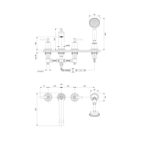 Omnires Armance baterie cadă-duș cadă cupru AM5232ORB [1]